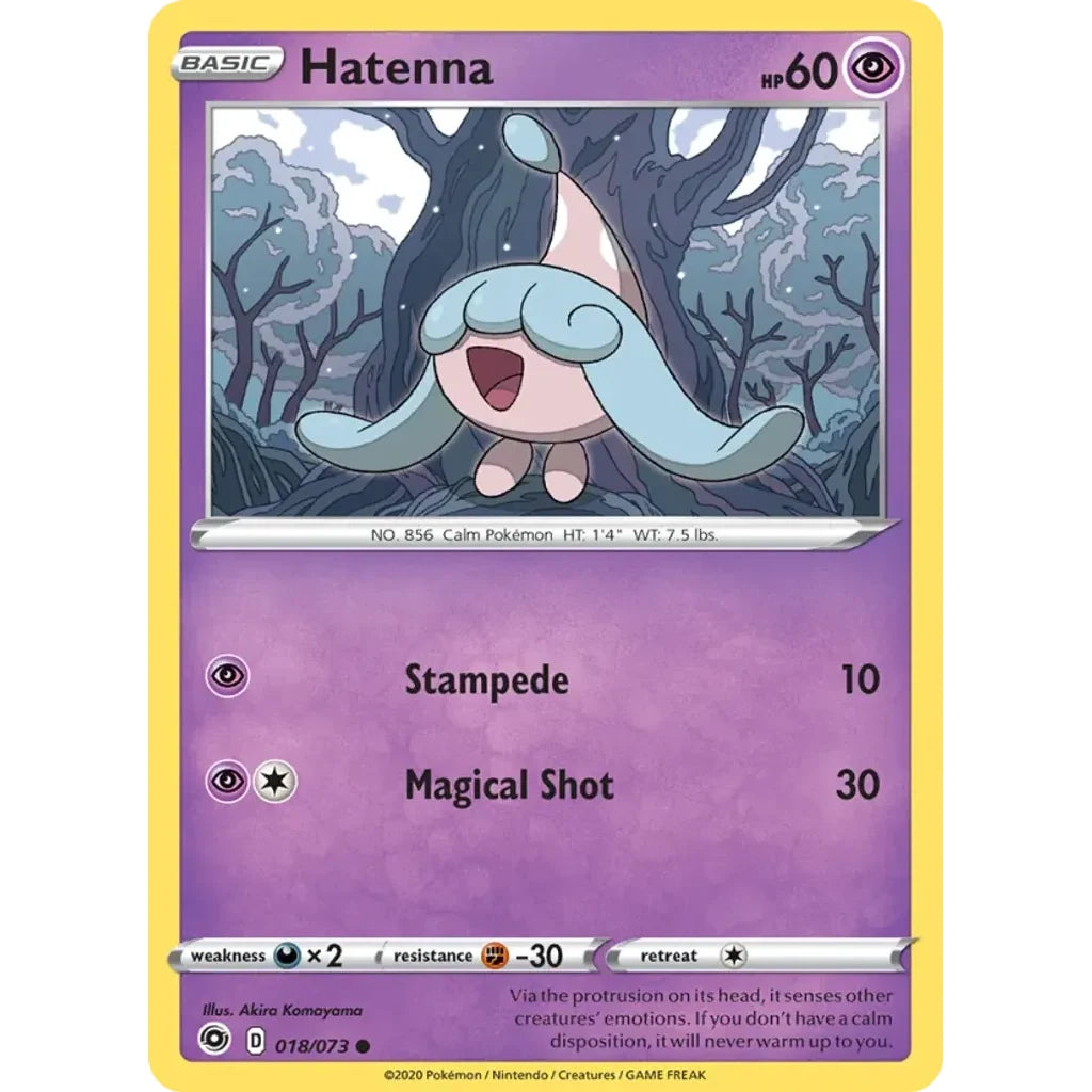 Hatenna 018/073 Common Champion's Path Pokemon Near Mint (NM) przód