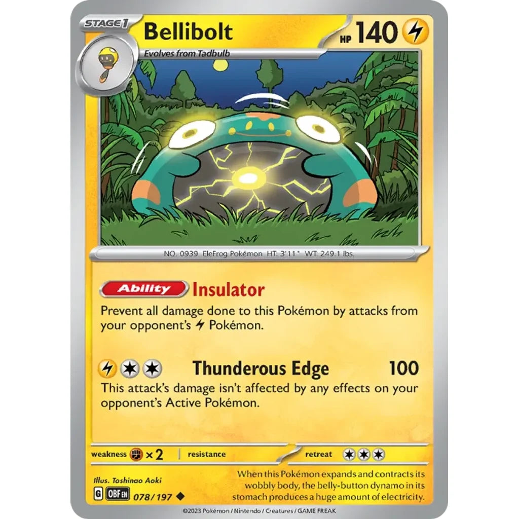 Bellibolt 078/197 Uncommon Obsidian Flames Pokemon Lightly Played (LP) przód