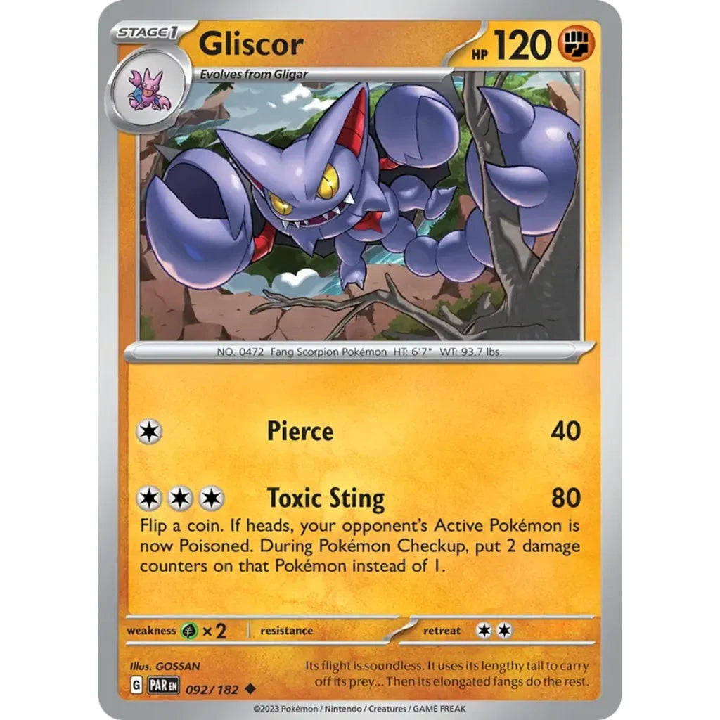 Gliscor 092/182 Uncommon Paradox Rift Pokemon Lightly Played (LP) przód