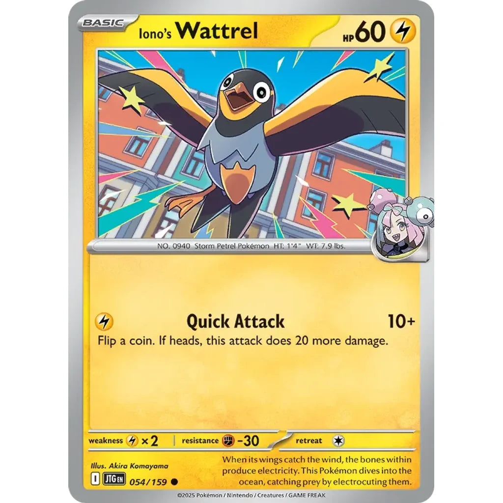 Iono's Wattrel 054/159 Common Journey Together Pokemon Reverse Holo Near Mint (NM) przód