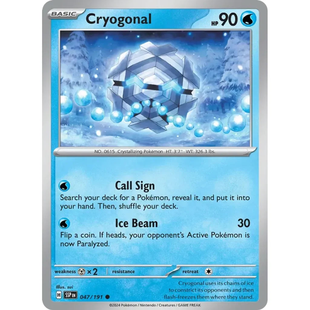 Cryogonal 047/191 Common Surging Sparks Pokemon Near Mint (NM) przód