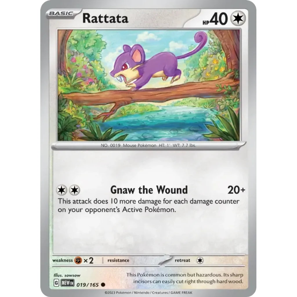 Rattata 019/165 Common 151 Pokemon Near Mint (NM) przód
