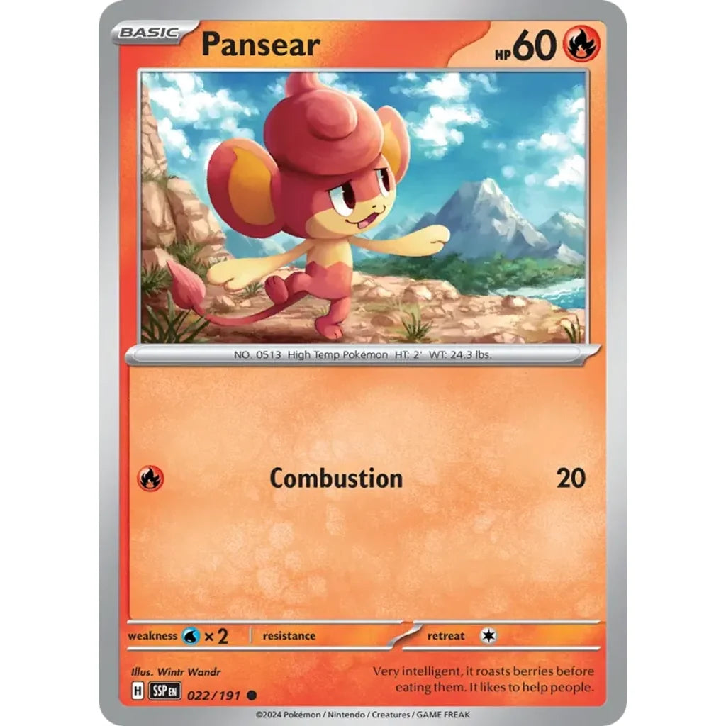 Pansear 022/191 Common Surging Sparks Pokemon Near Mint (NM) przód