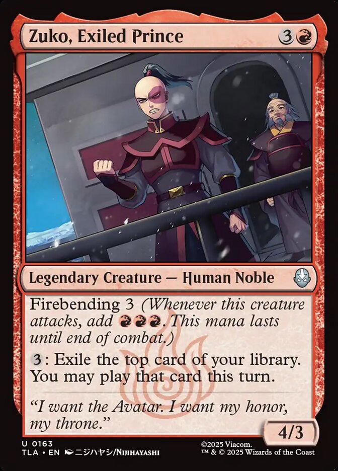 Zuko, Exiled Prince 163 Uncommon Avatar: The Last Airbender Magic: The Gathering Near Mint (NM) przód