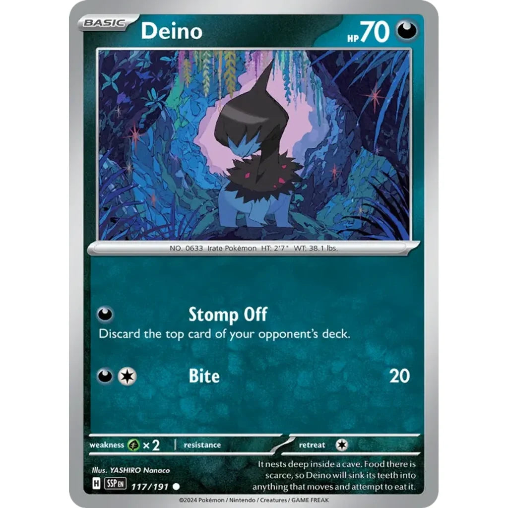 Deino 117/191 Common Surging Sparks Pokemon Lightly Played (LP) przód