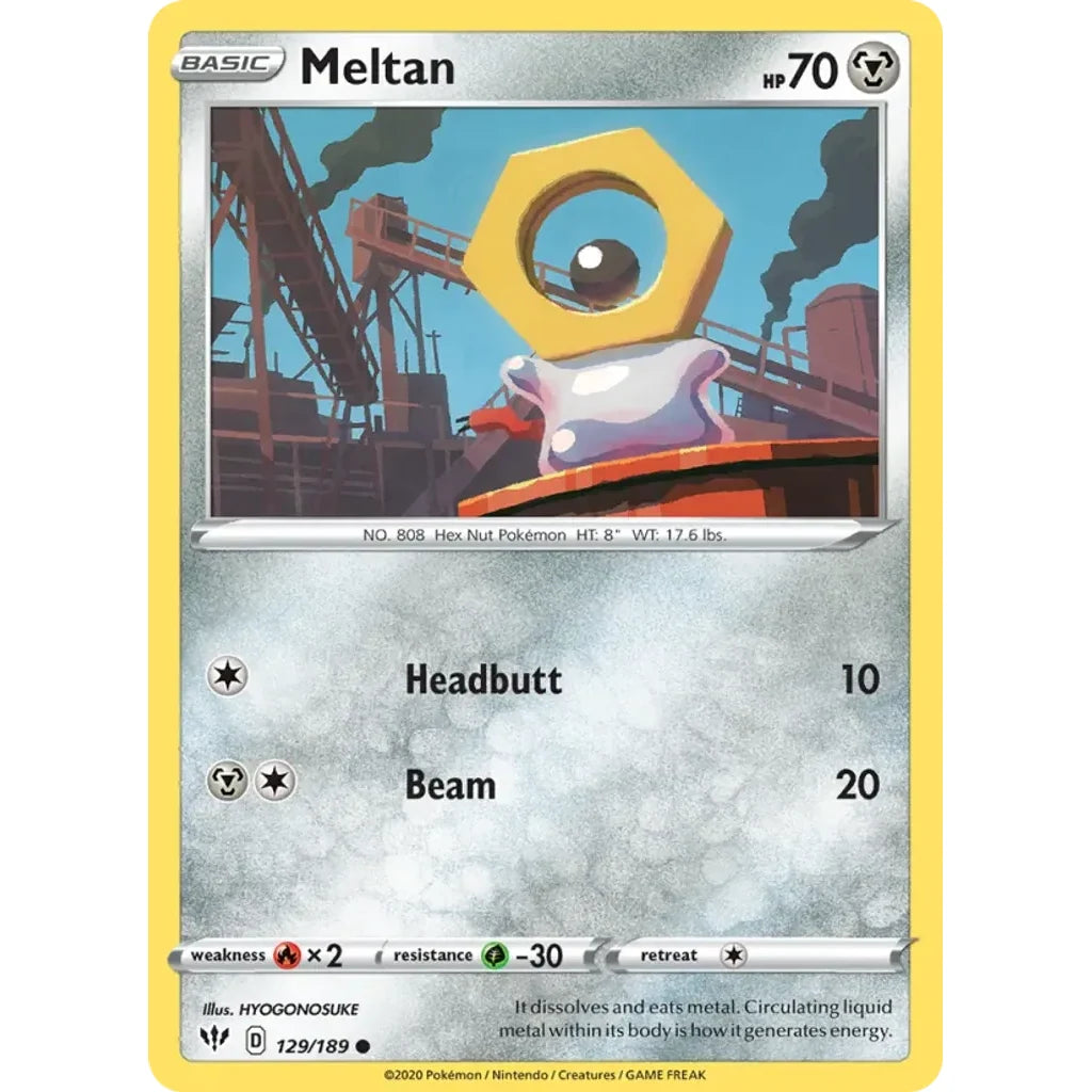 Meltan 129/189 Common Darkness Ablaze Pokemon Near Mint (NM) przód