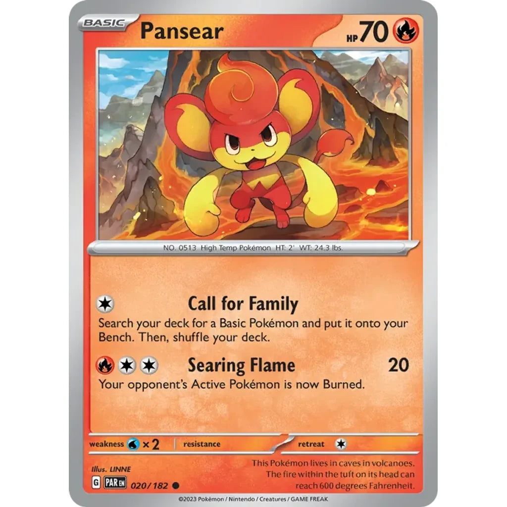 Pansear 020/182 Common Paradox Rift Pokemon Near Mint (NM) przód