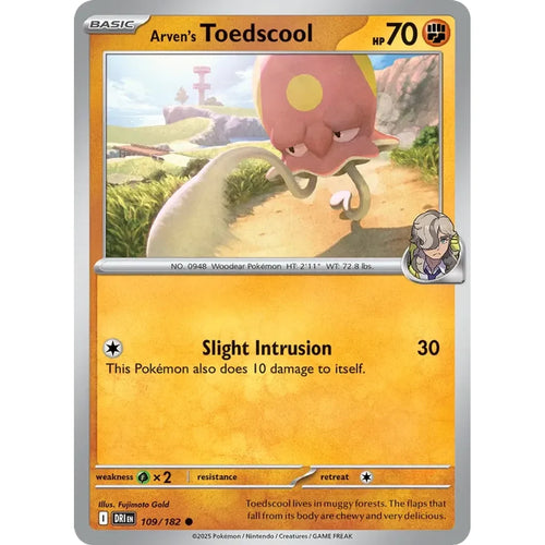 Arven's Toedscool 109/182 Common Destined Rivals Pokemon Lightly Played (LP) przód