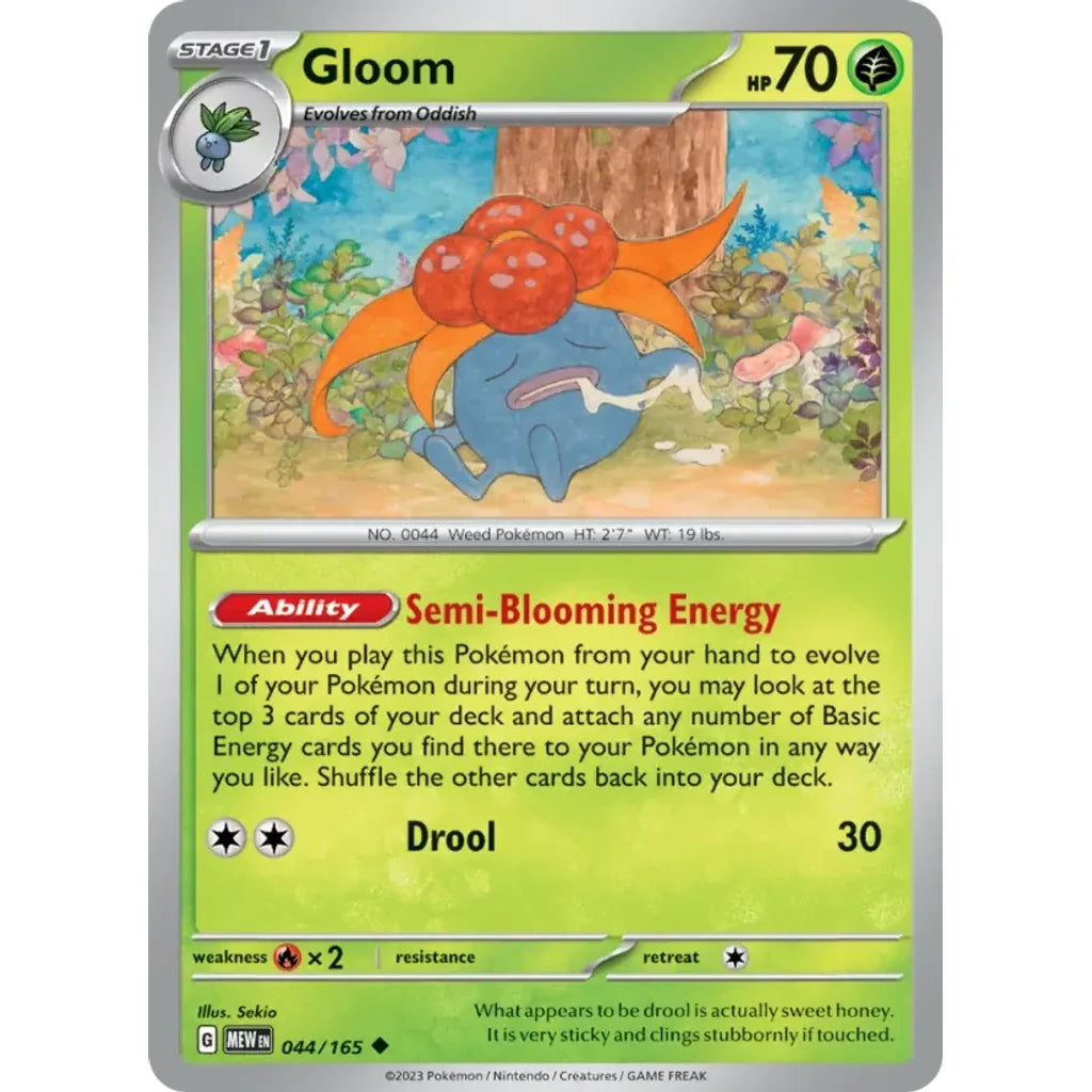 Gloom 044/165 Uncommon 151 Pokemon Near Mint (NM) przód
