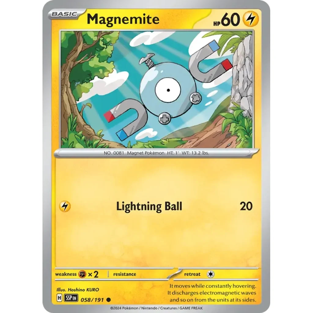 Magnemite 058/191 Common Surging Sparks Pokemon Lightly Played (LP) przód