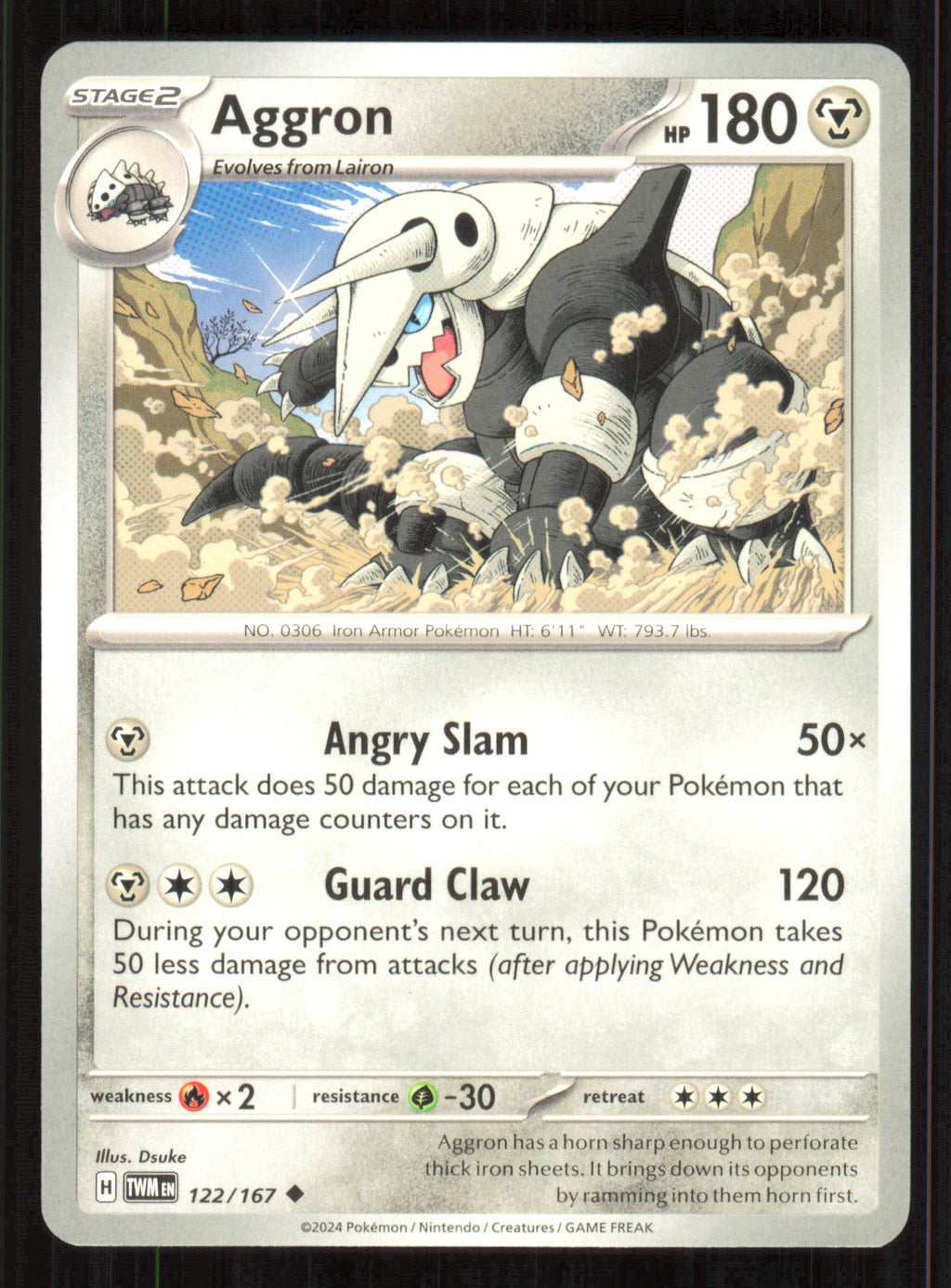 Aggron Uncommon SV06: Twilight Masquerade 122/167 Near Mint (NM) przód