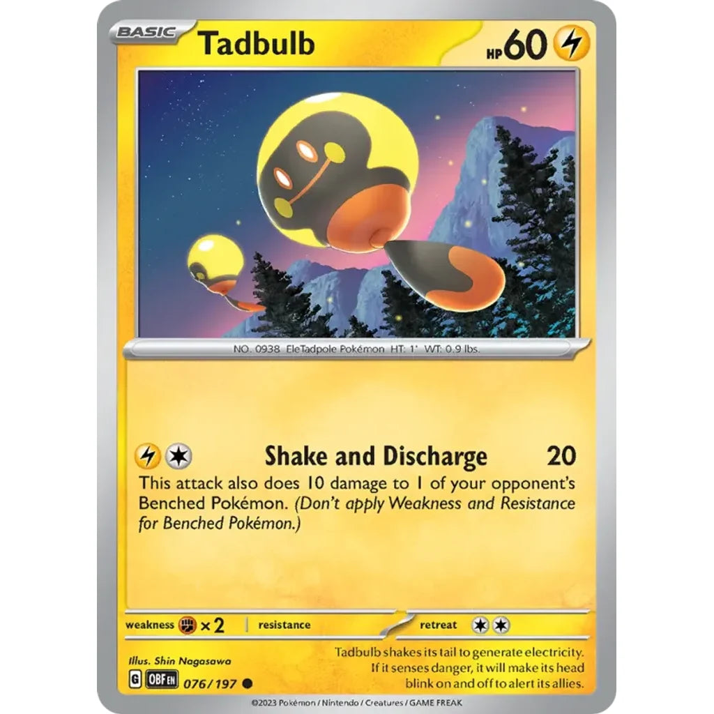 Tadbulb 076/197 Common Obsidian Flames Pokemon Near Mint (NM) przód