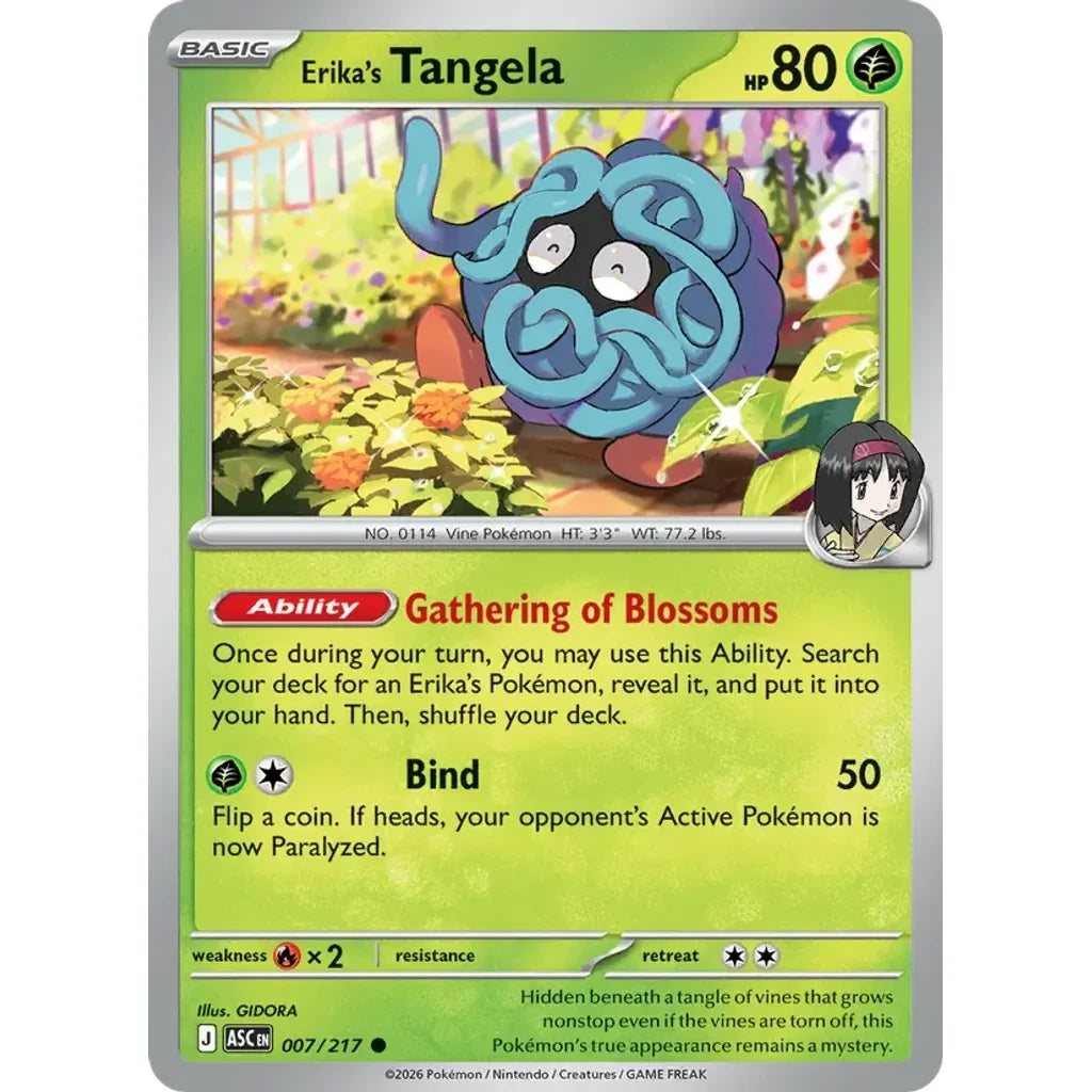 Erika's Tangela 007/217 Common ME: Ascended Heroes Pokemon Holo Lightly Played (LP) przód