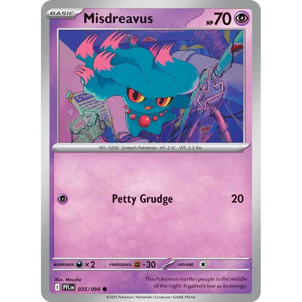Misdreavus 035/094 Common Phantasmal Flames Pokemon Reverse Holo Near Mint (NM) przód