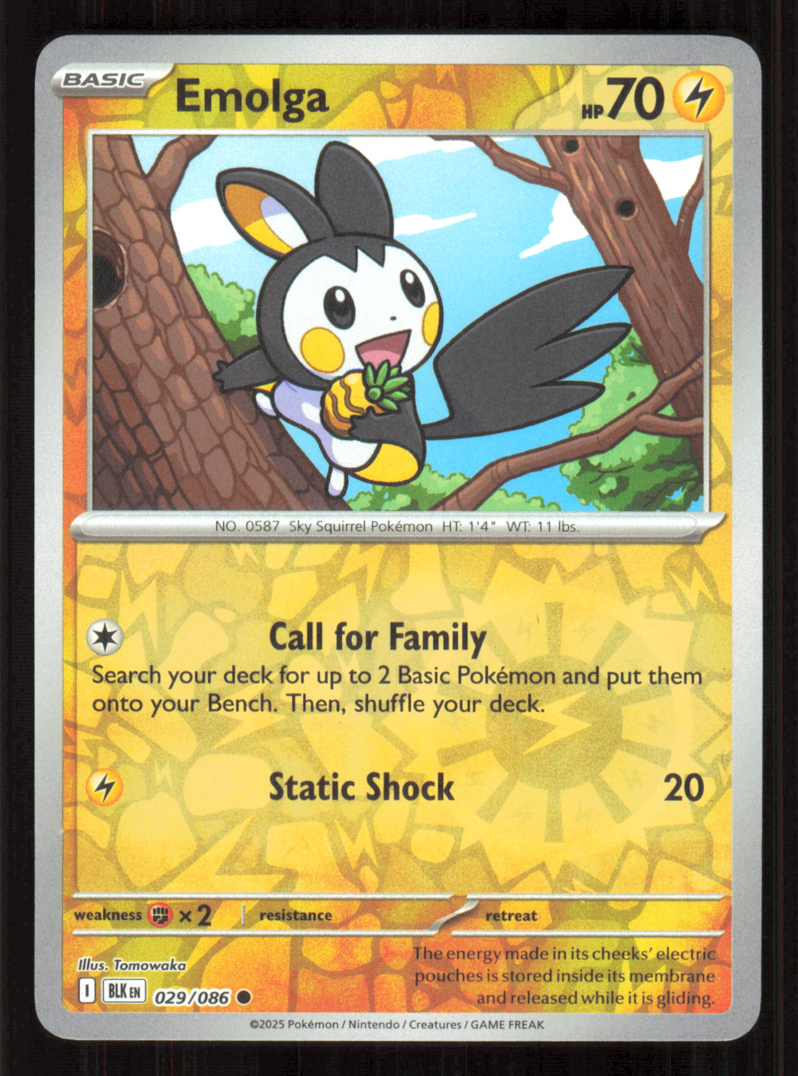 Emolga Common SV: Black Bolt 029/086 Near Mint (NM) — przód