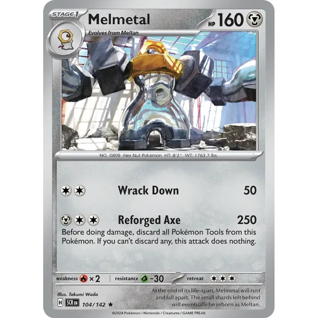 Melmetal 104/142 Rare Stellar Crown Pokemon Holo Near Mint (NM) przód