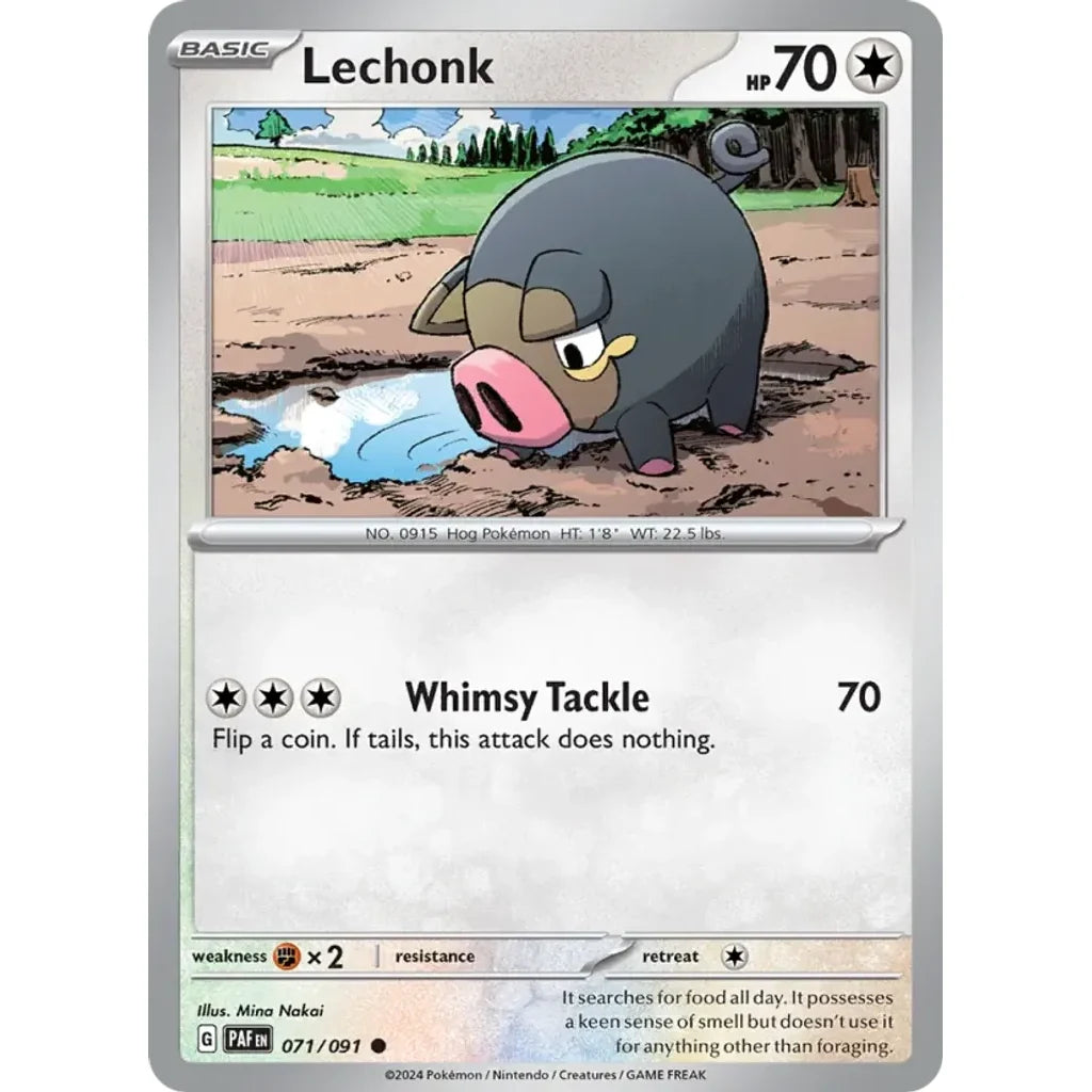 Lechonk 071/091 Common Paldean Fates Pokemon Near Mint (NM) przód