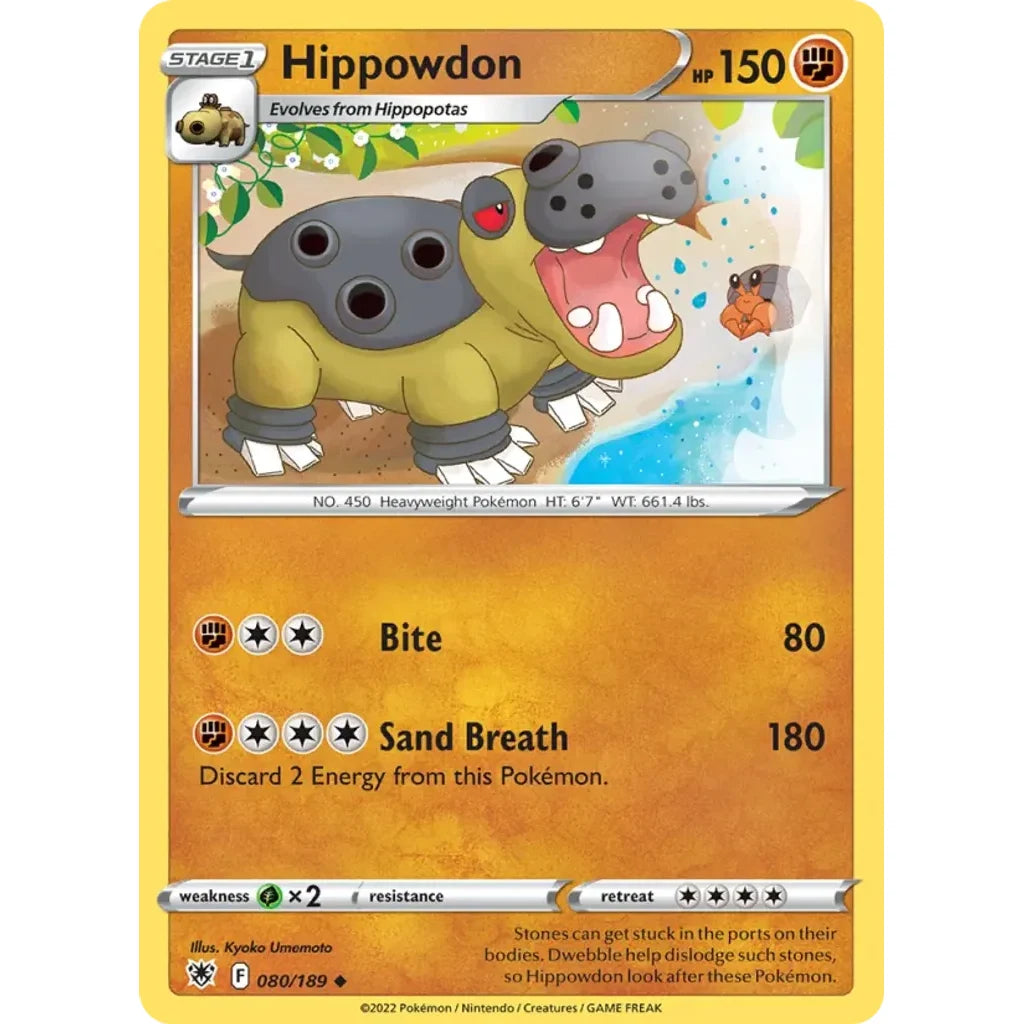 Hippowdon 080/189 Uncommon Astral Radiance Pokemon Lightly Played (LP) przód