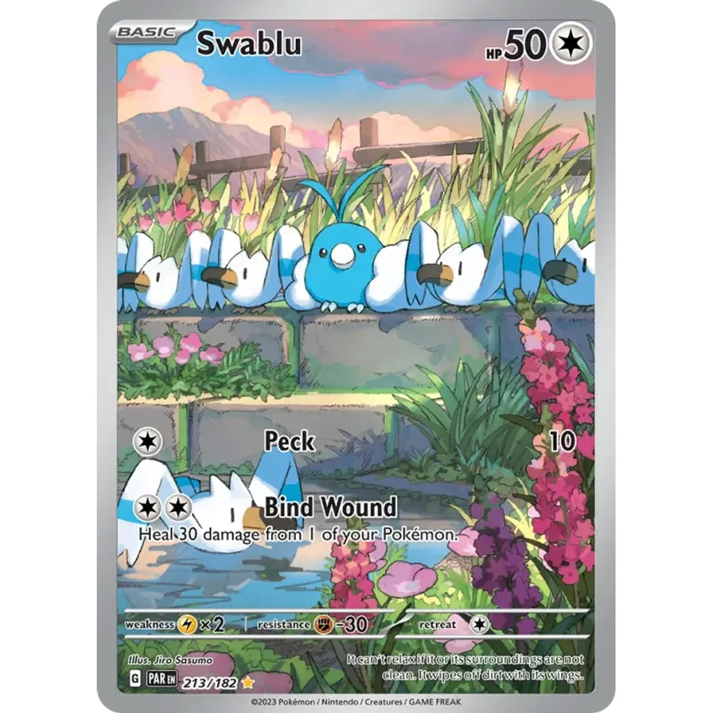 Swablu 213/182 Illustration Rare Paradox Rift Pokemon Holo Near Mint (NM) przód