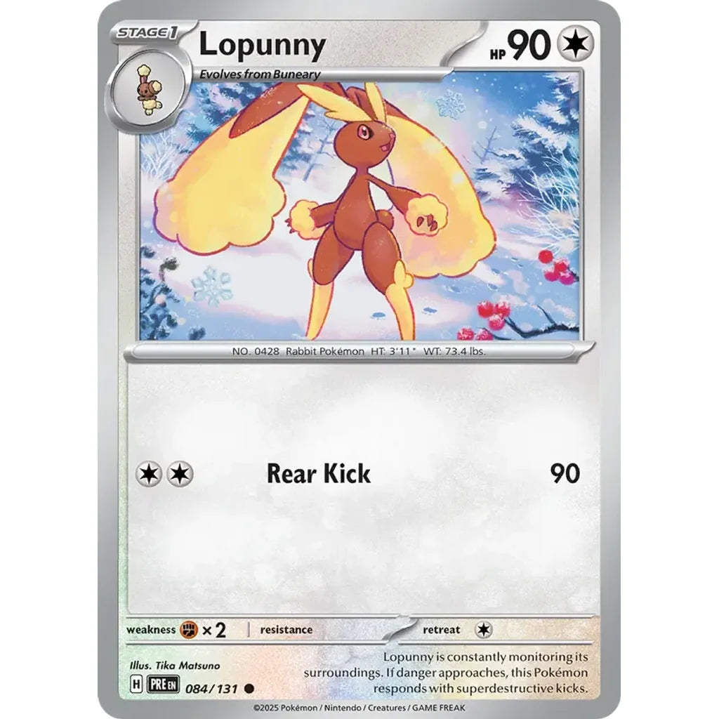 Lopunny 084/131 Common Prismatic Evolutions Pokemon Lightly Played (LP) przód