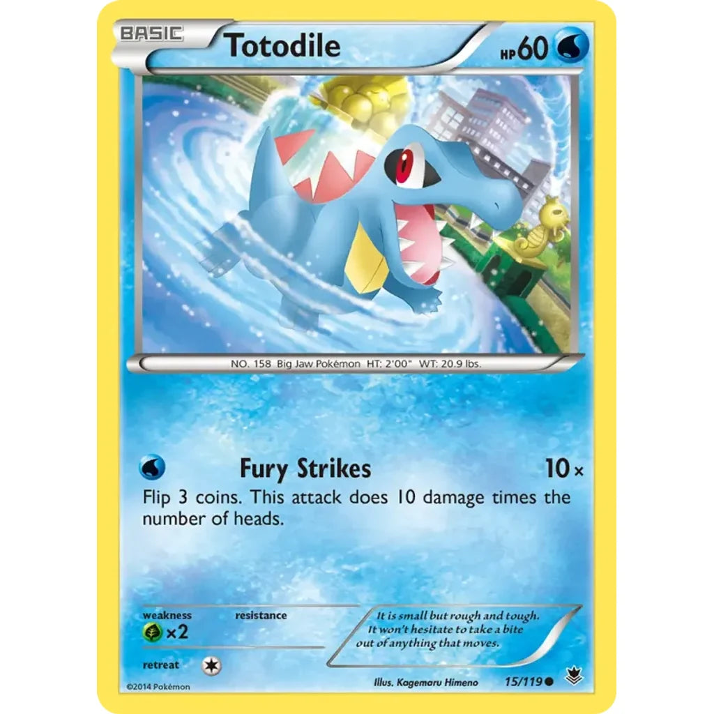Totodile 15/119 Common Phantom Forces Pokemon Lightly Played (LP) przód
