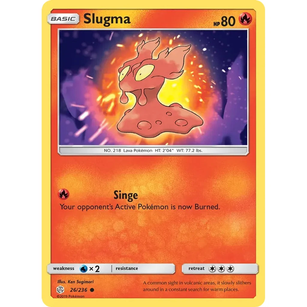Slugma 26/236 Common Cosmic Eclipse Pokemon Lightly Played (LP) przód