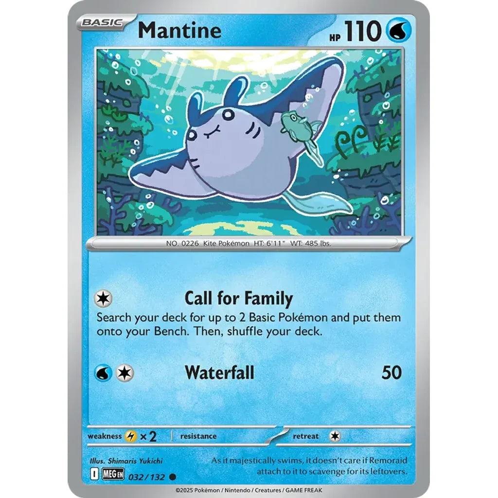 Mantine 032/132 Common Mega Evolution Pokemon Near Mint (NM) przód
