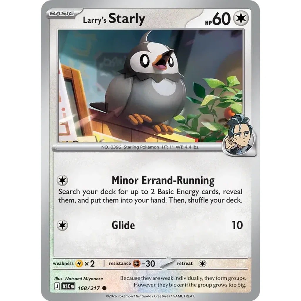 Larry's Starly (Energy Symbol Pattern) 168/217 ME: Ascended Heroes Pokemon Reverse Holo Near Mint (NM) przód