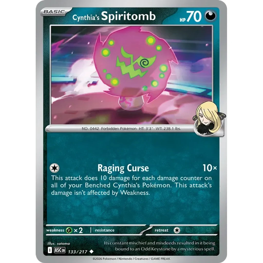 Cynthia's Spiritomb 133/217 Uncommon ME: Ascended Heroes Pokemon Near Mint (NM) przód