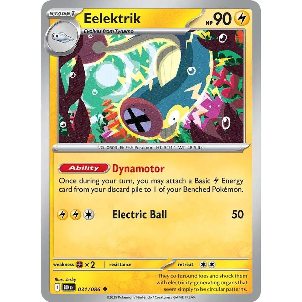 Eelektrik 031/086 Uncommon SV: Black Bolt Pokemon Near Mint (NM) przód