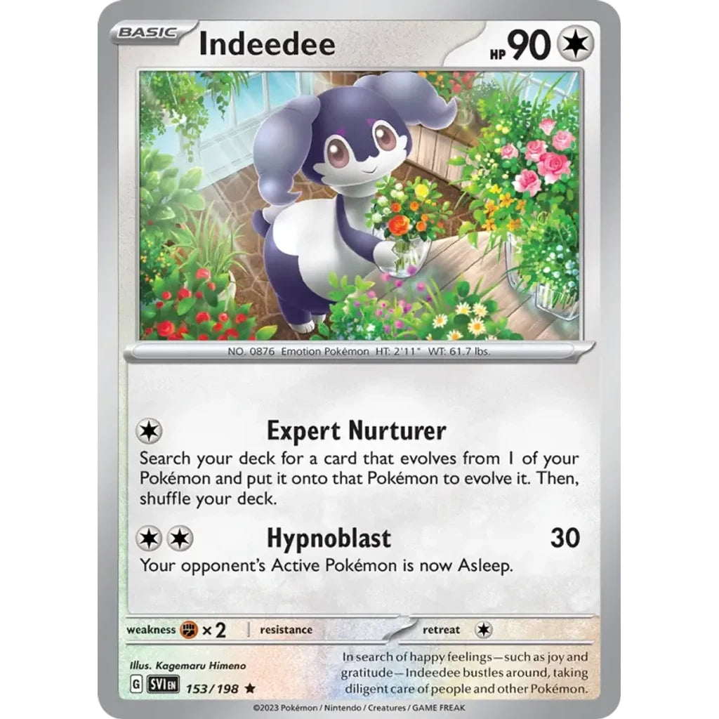 Indeedee 153/198 Rare Scarlet &amp; Violet Pokemon Holo Near Mint (NM) przód