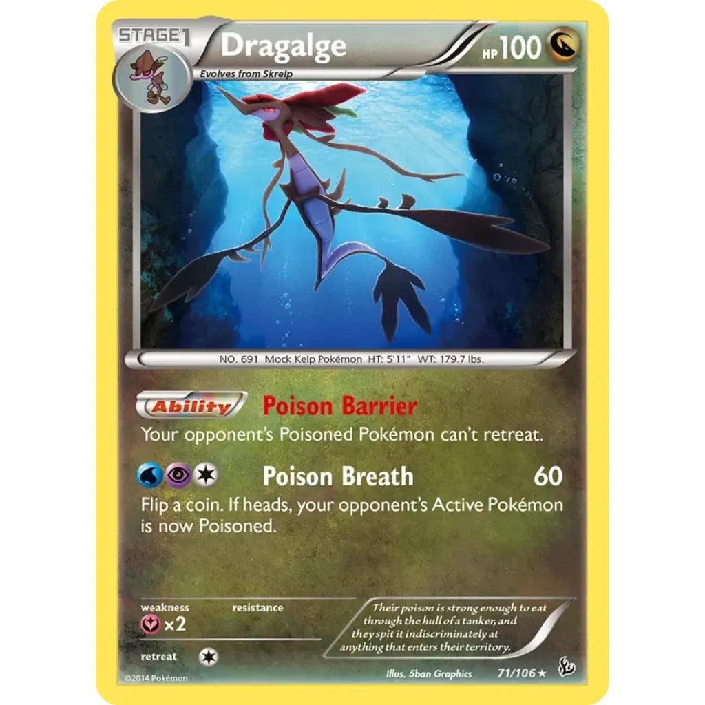 Dragalge 71/106 Rare Flashfire Pokemon Reverse Holo Near Mint (NM) przód