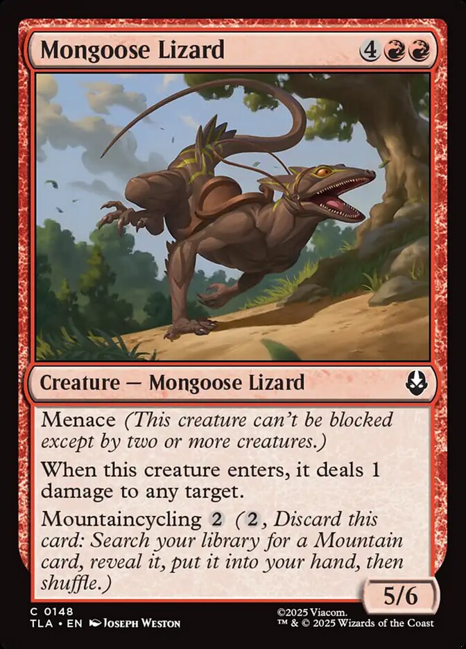 Mongoose Lizard 148 Common Avatar: The Last Airbender Magic: The Gathering Near Mint (NM) przód