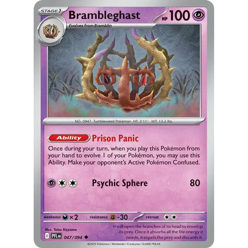 Brambleghast 047/094 Uncommon Phantasmal Flames Pokemon Reverse Holo Near Mint (NM) przód
