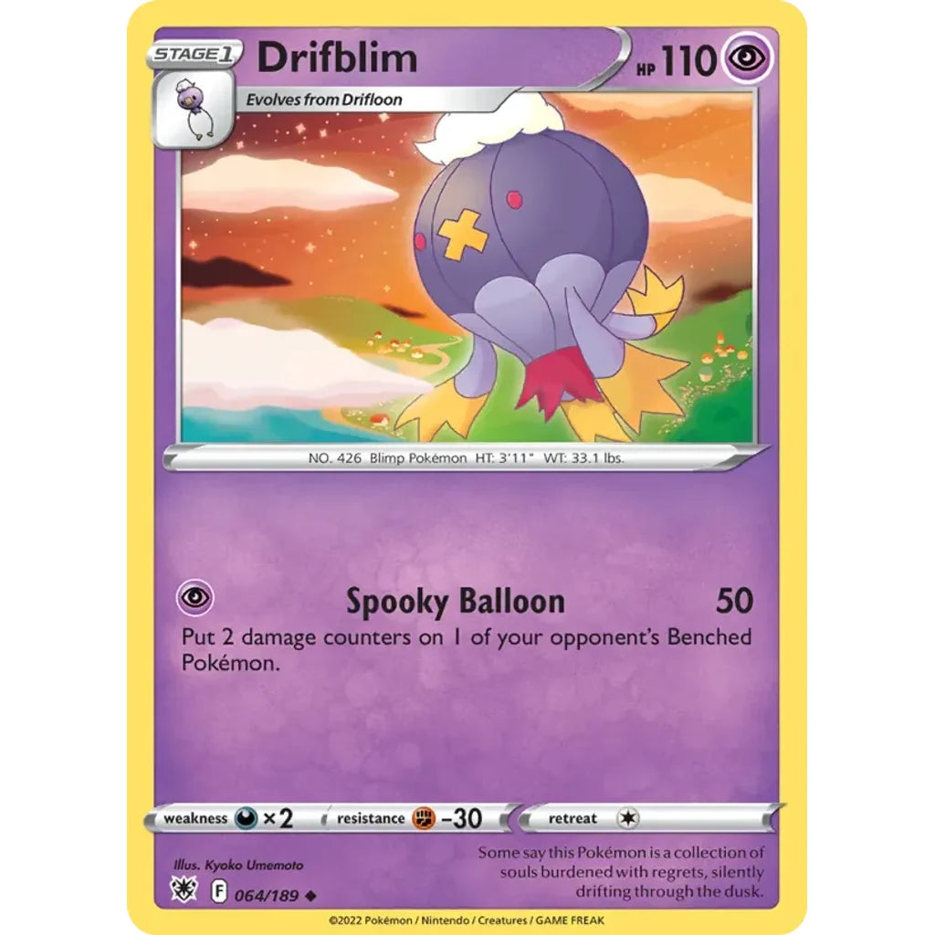 Drifblim 064/189 Uncommon Astral Radiance Pokemon Near Mint (NM) przód