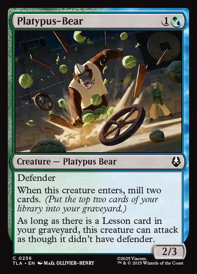 Platypus-Bear 236 Common Avatar: The Last Airbender Magic: The Gathering Near Mint (NM) przód
