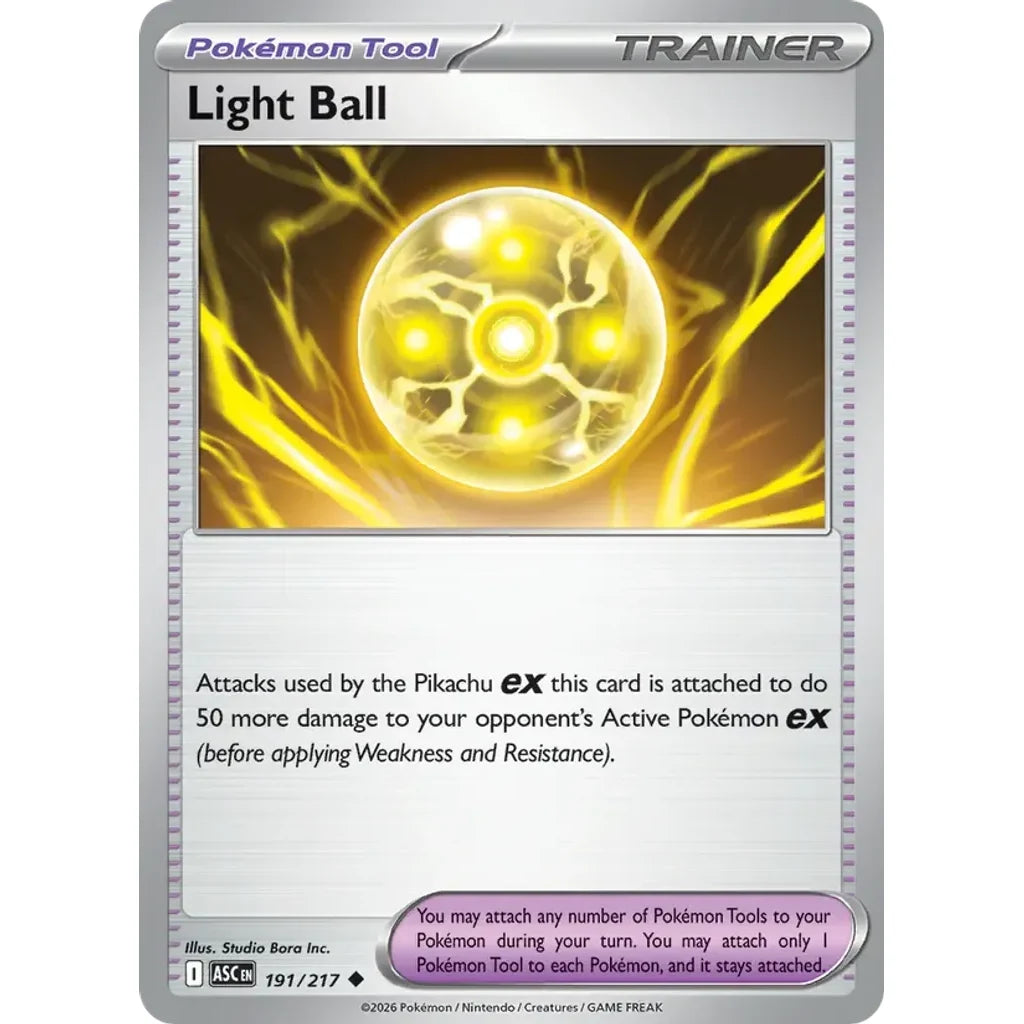 Light Ball 191/217 Uncommon ME: Ascended Heroes Pokemon Lightly Played (LP) przód