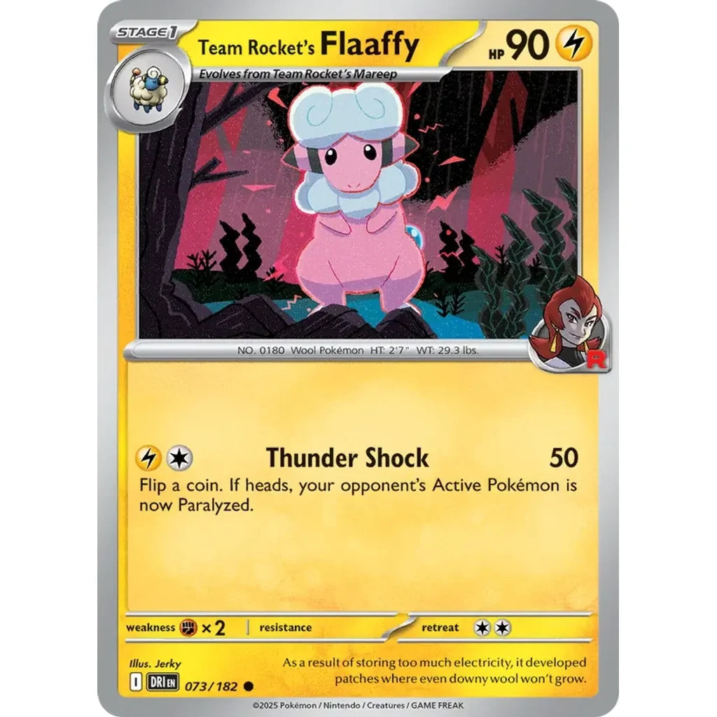 Team Rocket's Flaaffy 073/182 Common Destined Rivals Pokemon Lightly Played (LP) przód