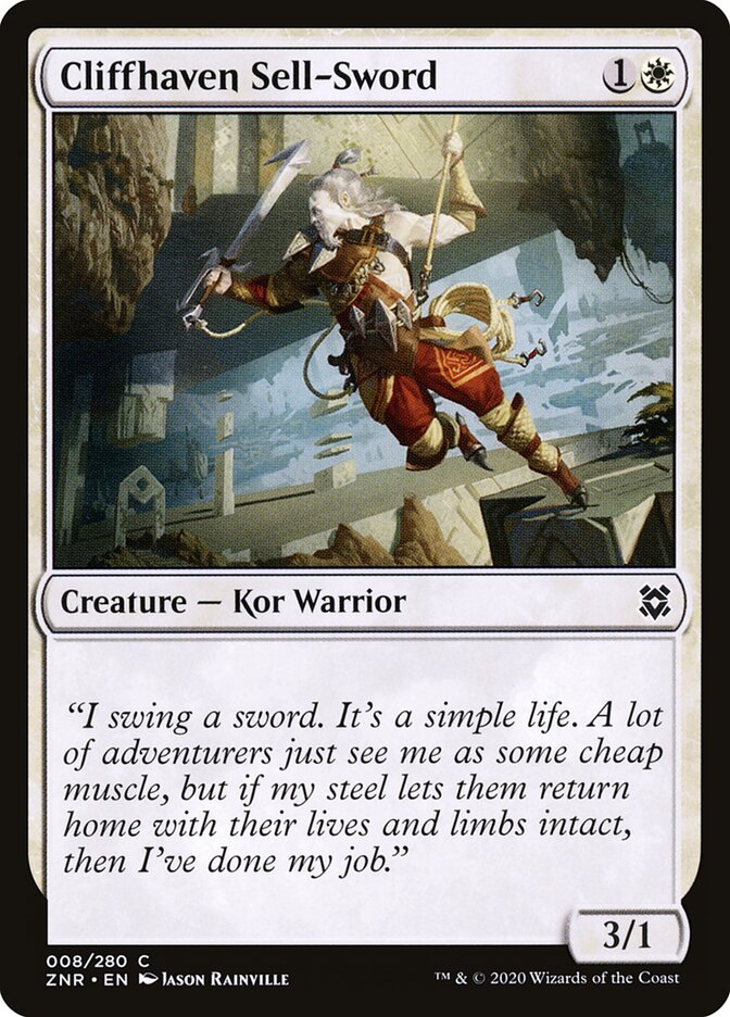 Cliffhaven Sell-Sword 8 Common Zendikar Rising Magic: The Gathering Near Mint (NM) przód