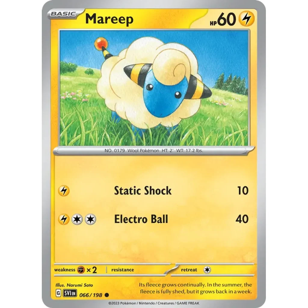 Mareep 066/198 Common Scarlet &amp; Violet Pokemon Lightly Played (LP) przód