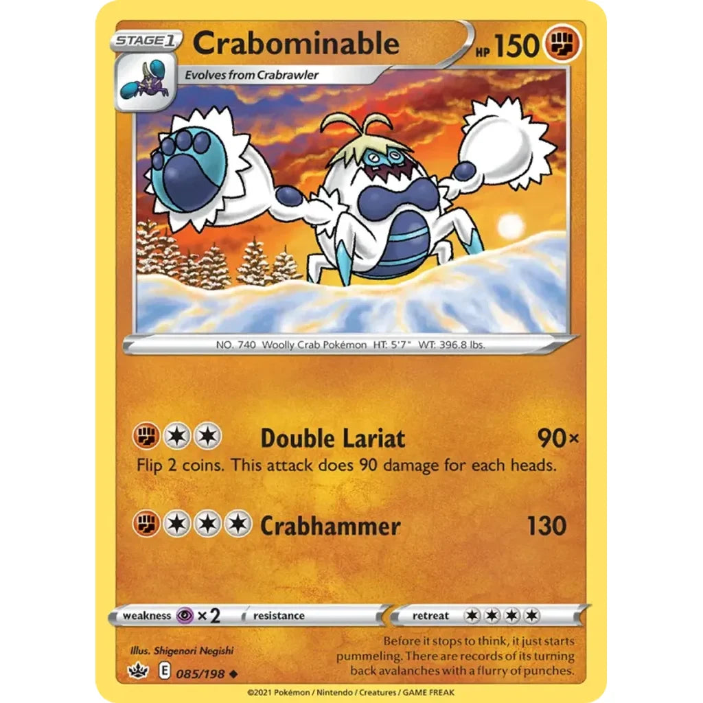 Crabominable 085/198 Uncommon Chilling Reign Pokemon Near Mint (NM) przód