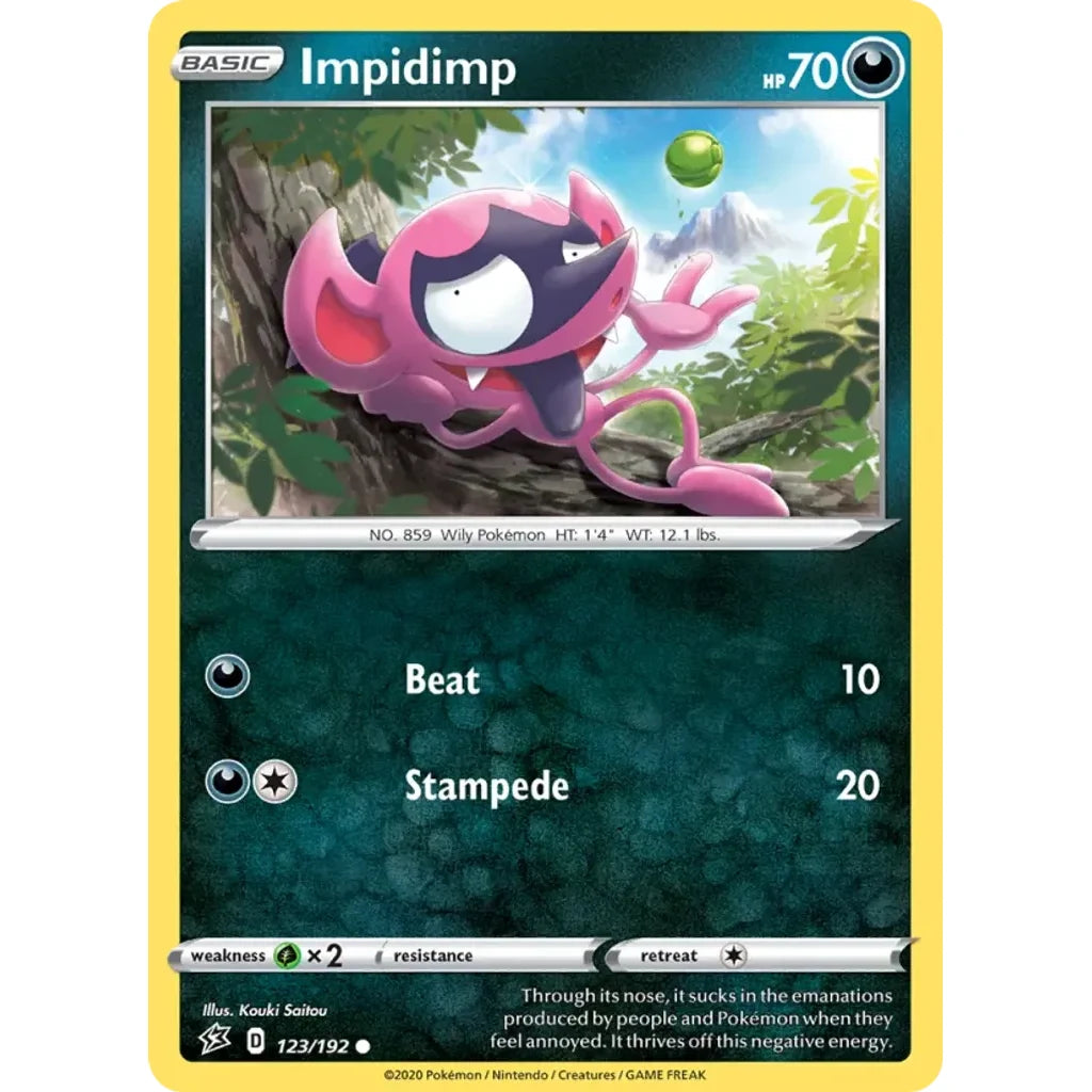 Impidimp 123/192 Common Rebel Clash Pokemon Near Mint (NM) przód