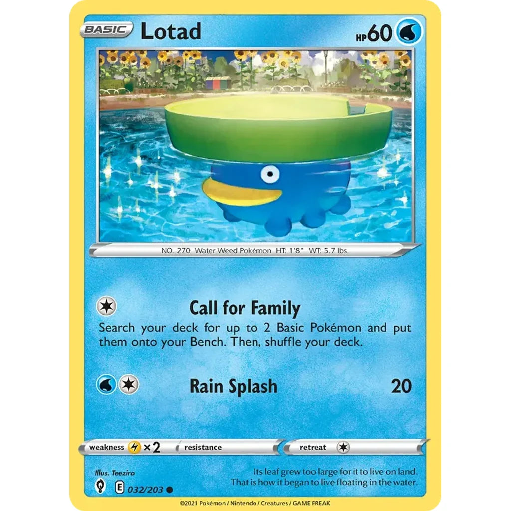 Lotad 032/203 Common Evolving Skies Pokemon Lightly Played (LP) przód