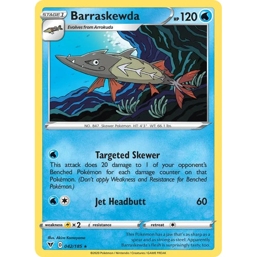 Barraskewda 042/185 Rare Vivid Voltage Pokemon Near Mint (NM) przód