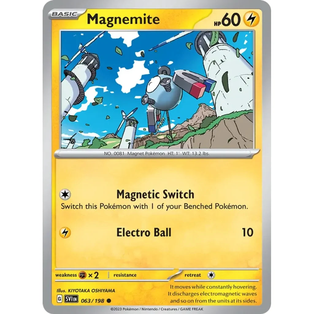 Magnemite 063/198 Common Scarlet &amp; Violet Pokemon Lightly Played (LP) przód