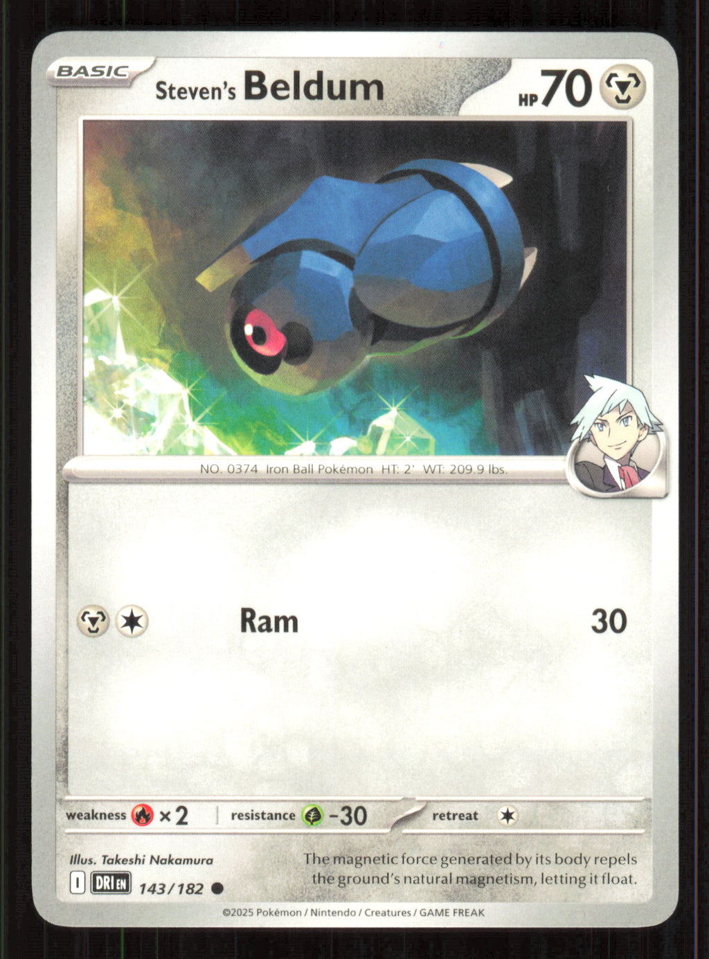 Steven's Beldum Common SV10: Destined Rivals 143/182 Near Mint (NM) — przód