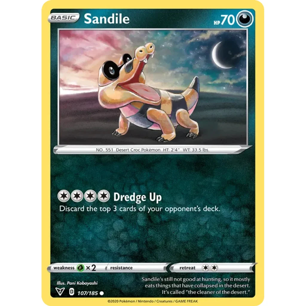 Sandile 107/185 Common Vivid Voltage Pokemon Near Mint (NM) przód