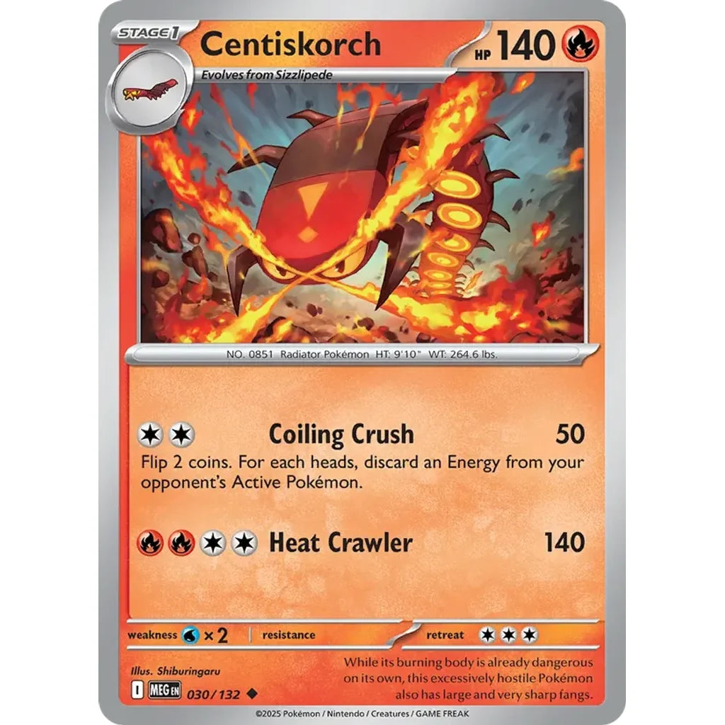 Centiskorch 030/132 Uncommon Mega Evolution Pokemon Near Mint (NM) przód