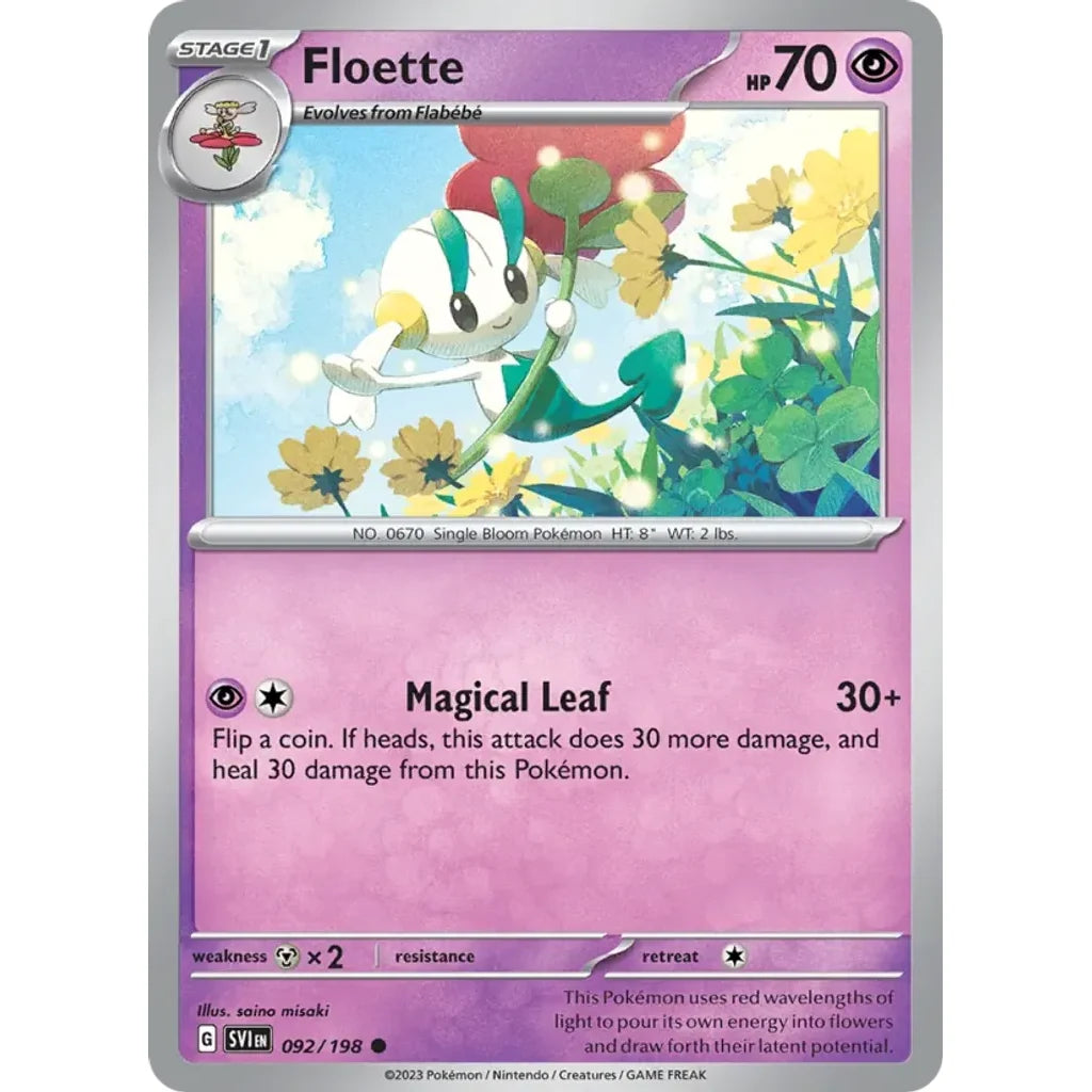 Floette 092/198 Common Scarlet &amp; Violet Pokemon Lightly Played (LP) przód