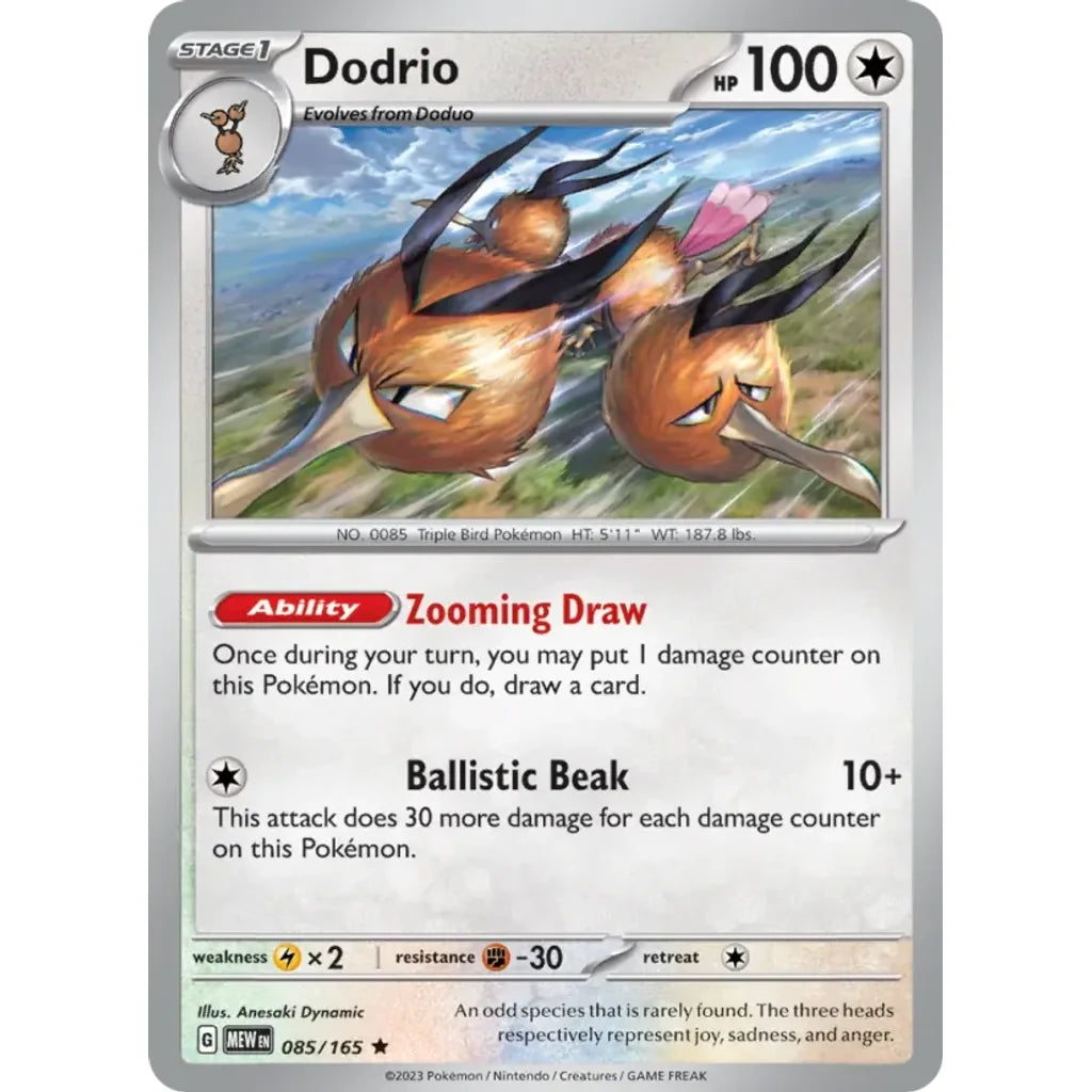Dodrio 085/165 Rare 151 Pokemon Reverse Holo Lightly Played (LP) przód